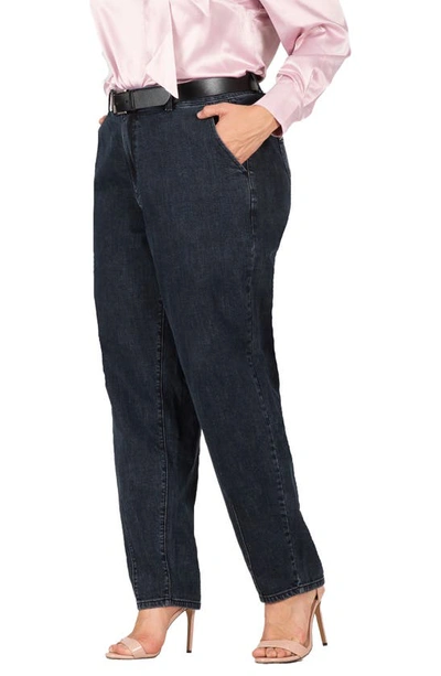 Shop S And P High Waist Seamed Hem Straight Leg Jeans In Blackstone