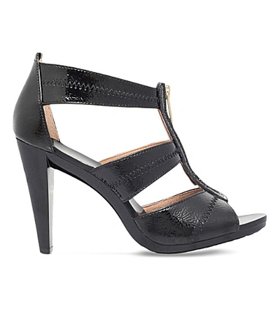 Shop Michael Michael Kors Berkley Patent-leather Heeled Sandals In Black