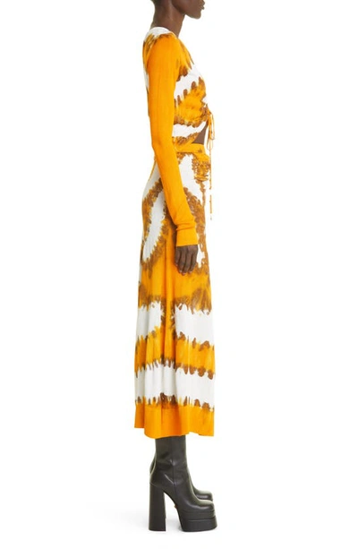 Shop Altuzarra Rilia Shibori Tie Dye Cutout Long Sleeve Midi Dress In Marmalade Shibori