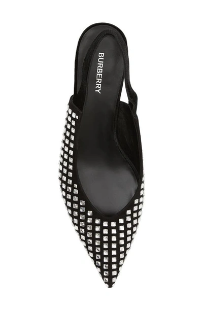 Shop Burberry Malinda Crystal Slingback Pointed Toe Pump In Black/ Crystal