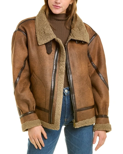 Shop Adrienne Landau Buckle Coat In Brown