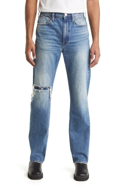 Frame Blue Boxy Clayton Jeans In Clayton Rips