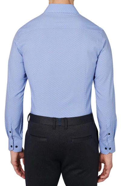 Shop Wrk Slim Fit Concentric Geo Print Stretch Performance Dress Shirt In Blue/ Purple