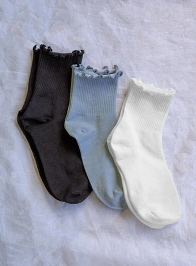 Shop Princess Polly Ronaldi Sock Set Blue / White / Black In Black / White / Blue