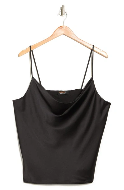 Shop Renee C Cowl Neck Satin Camisole In Black