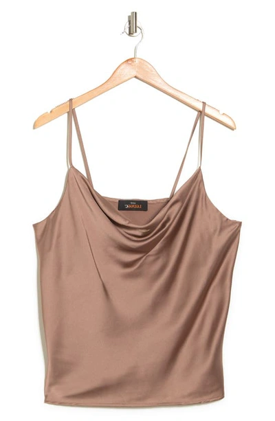 Shop Renee C Cowl Neck Satin Camisole In Dune