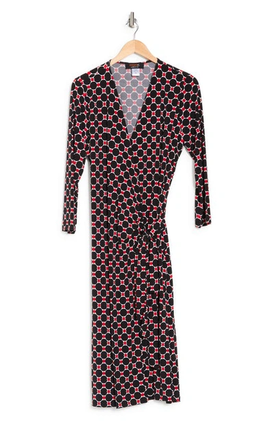 Shop Renee C Printed V-neck Jersey Wrap Dress In Black