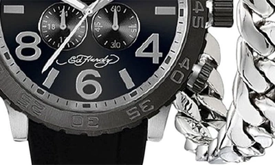 I Touch Ed Hardy 3-piece Jewelry & Watch Set In Matte Black