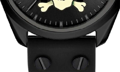 Shop I Touch X Ed Hardy Singles Silicone Strap Watch, 38mm In Matte Black