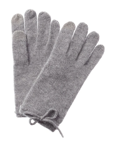 Shop Phenix Bow Detail Cashmere Gloves In Grey
