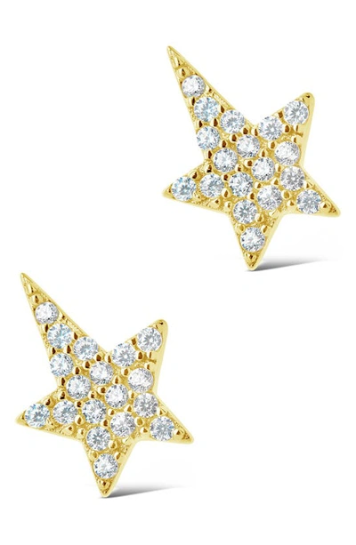 Sterling Forever 14k Yellow Gold Plated Sterling Silver Cubic Zirconia Star Stud Earrings In Gold