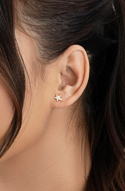 Sterling Forever 14k Yellow Gold Plated Sterling Silver Cubic Zirconia Star Stud Earrings In Gold