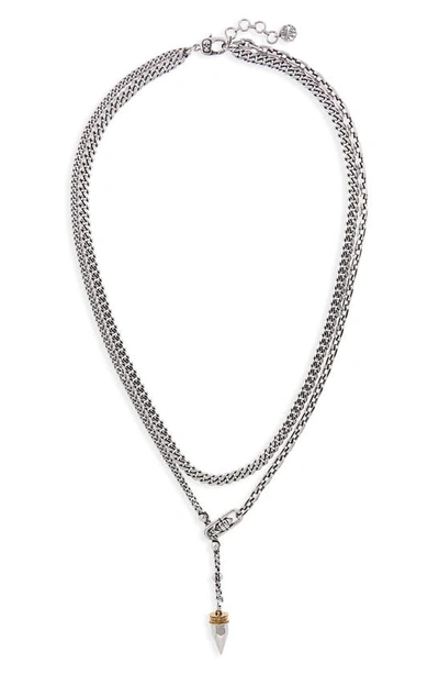 Shop Alexander Mcqueen Punk Stud Layered Pendant Necklace In Silver/ Gold