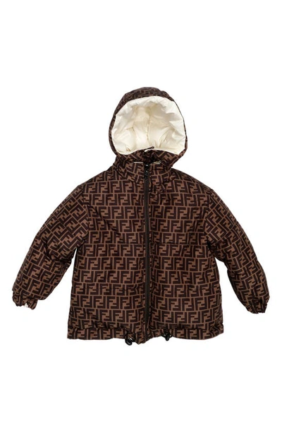 Shop Fendi Kids' Reversible Hooded Coat In F0tu9 White