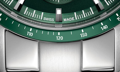 Shop Rado Hyperchrome Chronograph Bracelet Watch, 44.9mm In Silver/ Green/ Silver