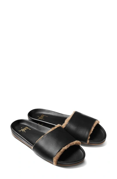 Shop Beek Gallito Genuine Shearling Slide Sandal In Leather/ Black/ Bronze