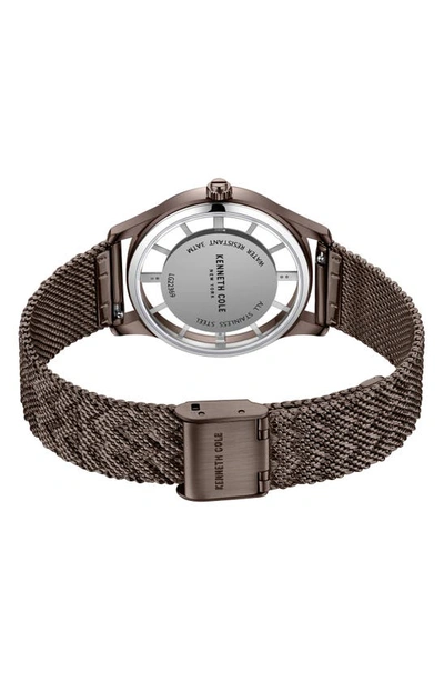 Shop Kenneth Cole Transparency Leather & Mesh Strap Watch, 34.5mm In Brown
