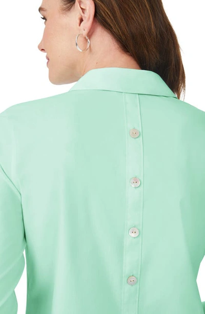 Shop Foxcroft Pamela Stretch Button-up Tunic In Sea Mist