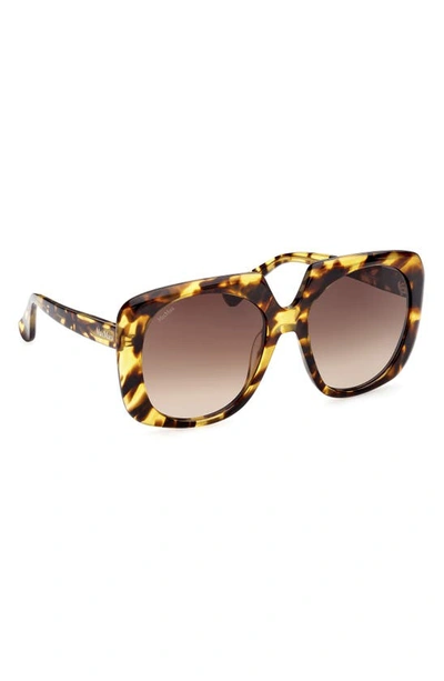 Shop Max Mara 56mm Gradient Square Sunglasses In Shiny Tokyo Tortiose / Brown