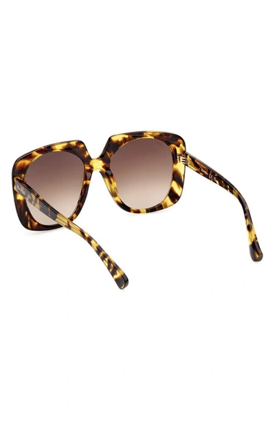 Shop Max Mara 56mm Gradient Square Sunglasses In Shiny Tokyo Tortiose / Brown