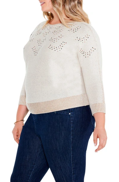 Shop Nic + Zoe Constellation Embellished Sweater In Canvas