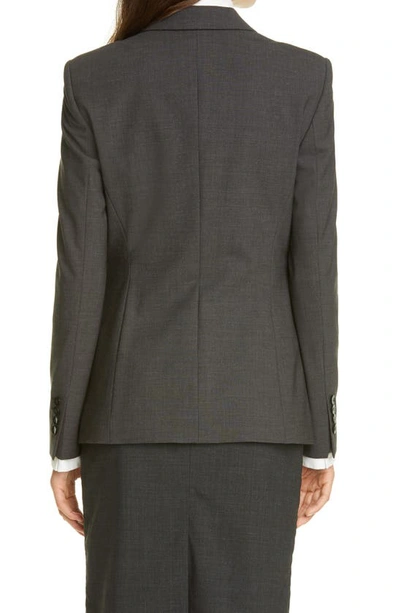 Shop Hugo Boss Jabina Stretch Tropical Wool Jacket In Charcoal