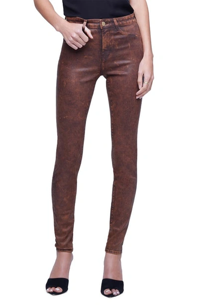 Shop L Agence Marguerite Skinny Jeans In Cocoa Mineral Coated
