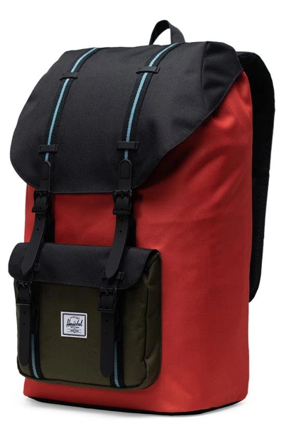 Shop Herschel Supply Co Little America Backpack In Chili / Black / Green / Blue
