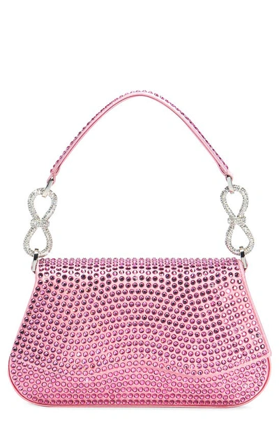 Shop Mach & Mach Carrie Crystal Satin Handbag In Pink