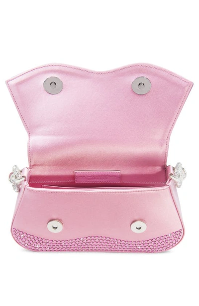 Shop Mach & Mach Carrie Crystal Satin Handbag In Pink