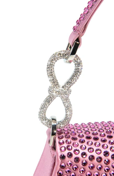 Shop Mach & Mach Carrie Crystal Satin Handbag In Pink