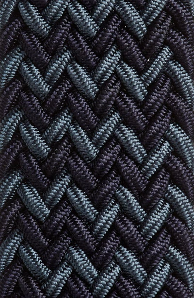 Torino Braided Chevron Stretch Belt In Navy Multi