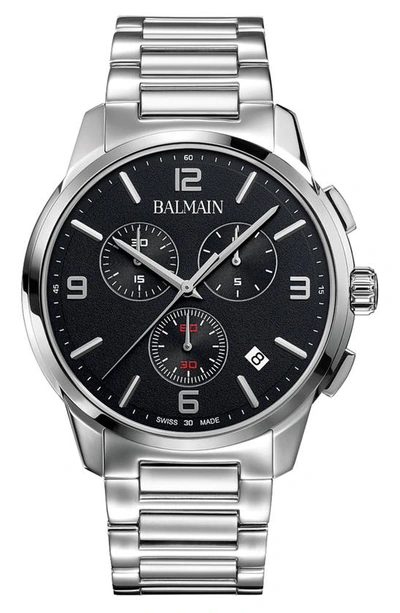Shop Balmain Madrigal Chronograph Bracelet Watch, 42mm In Silver