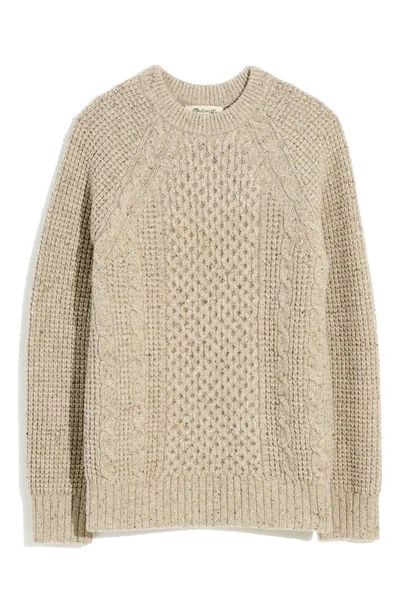 Shop Madewell Cable Knit Fisherman's Sweater In Barley Donegal