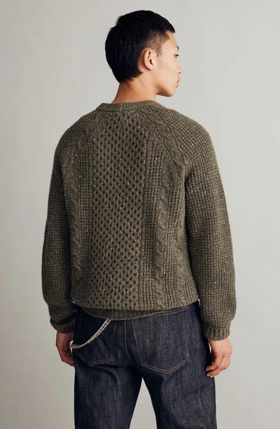 Shop Madewell Cable Knit Fisherman's Sweater In Highland Green Donegal