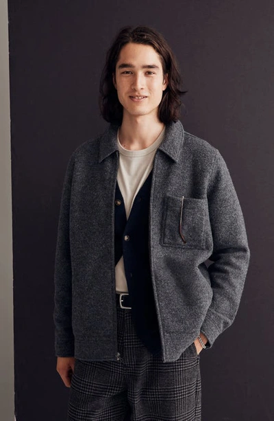 Shop Madewell Boiled Wool Chore Jacket In Heather Coal