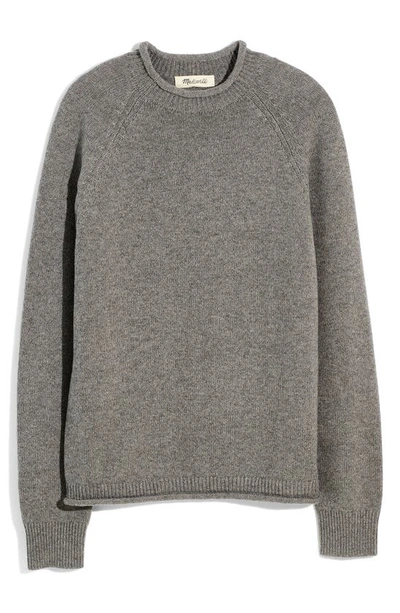 Shop Madewell Rolled Mock Neck Sweater In Heather Pewter