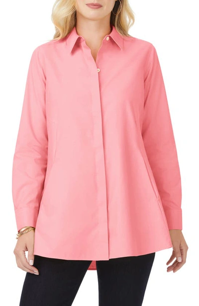 Shop Foxcroft Cici Non-iron Tunic Blouse In Pink Peach