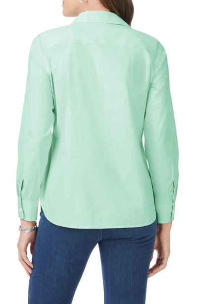 Shop Foxcroft Kylie Non-iron Cotton Button-up Shirt In Sea Mist