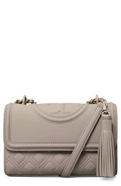 Tory Burch Fleming Matte Small Convertible Shoulder Bag In Gray Heron