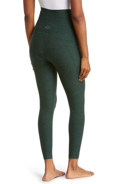 Shop Beyond Yoga Out Of Pocket High Waist Maternity Pocket Leggings In Forest Green - Pine