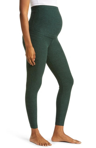 Shop Beyond Yoga Out Of Pocket High Waist Maternity Pocket Leggings In Forest Green - Pine
