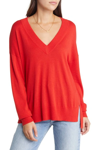 Shop Treasure & Bond V-neck Sweater In Red Polish
