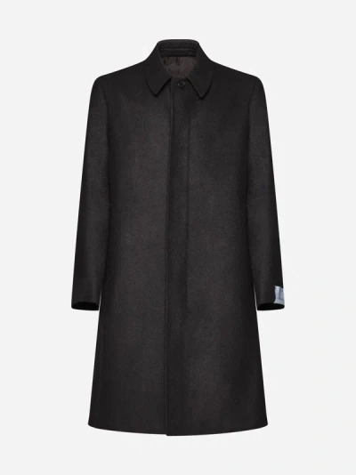 Shop Caruso Wool Single-breasted Coat In Dark Brown