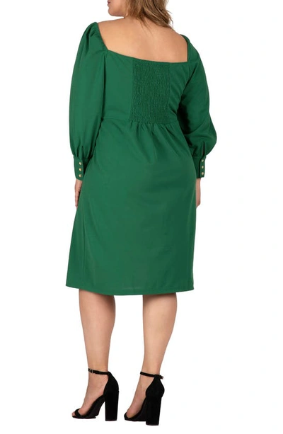 S And P Long Sleeve Off The Shoulder Dress In Green