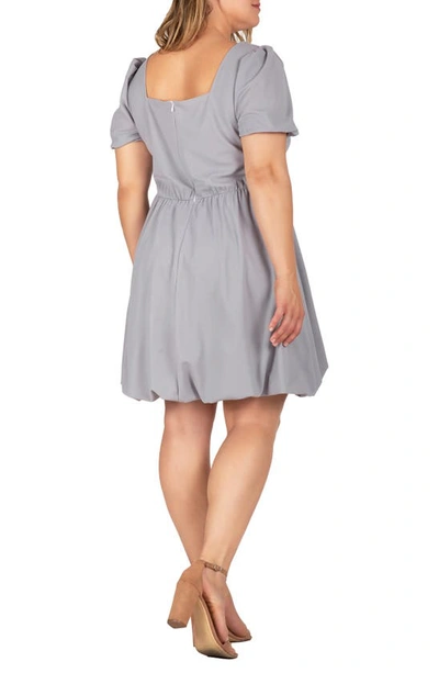 Shop S And P Puff Sleeve Bubble Hem Dress In Grey