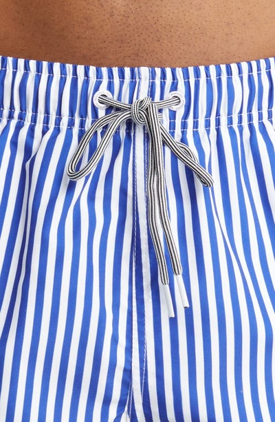 Shop Boardies Stripe Deck Swim Trunks In Blue/ White