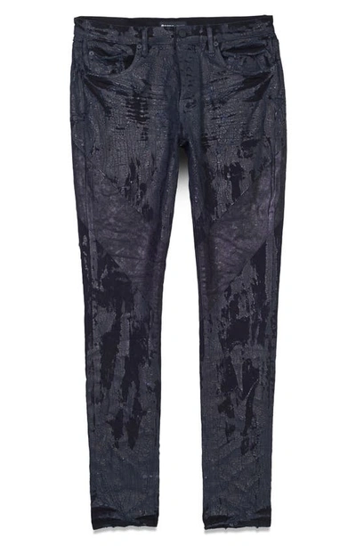Shop Purple Brand Crackle Coated Stretch Skinny Jeans In Black Crackle Paint With Foil