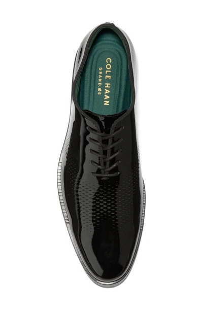 Shop Cole Haan Washington Grand Laser Plain Toe Wholecut Shoe In Black Patent
