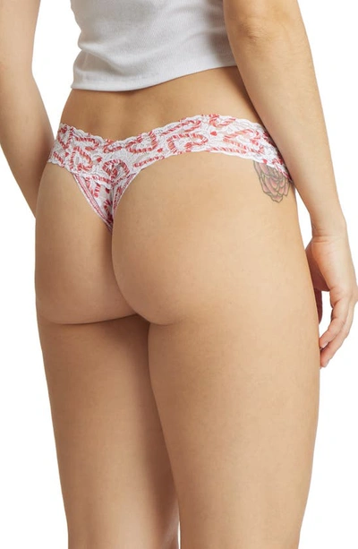 Shop Hanky Panky Print Lace Low Rise Thong In Candy Cane